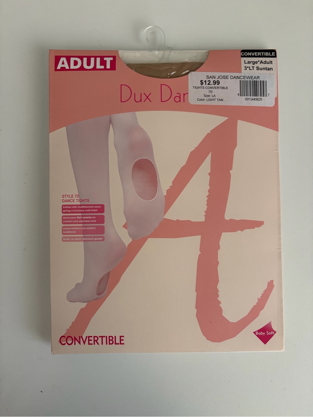 Dux Dance Convertible Dance Tights in Light Pink